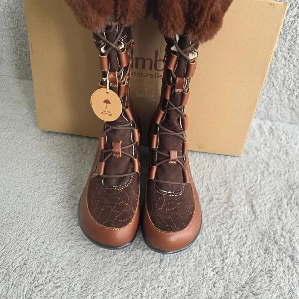 Jambu Cruise Encore Leather Suede Lace Up Wedge Snow Boots Women's‎ 9.5 NEW